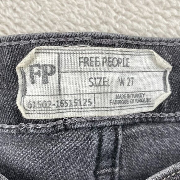 Free People Women's Jeans Size 27 Black Bootcut Frayed Hem Denim - Picture 3 of 10